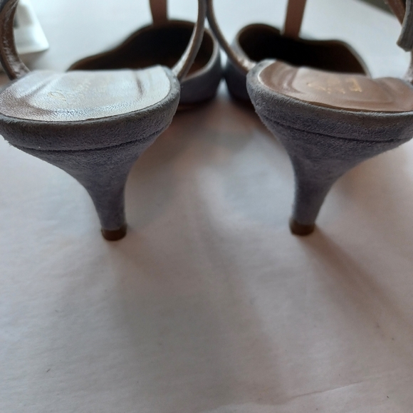 Cheville grey suede slingback kitten heal pointed toes 8.5 - 39 made in Italy - Picture 4 of 9